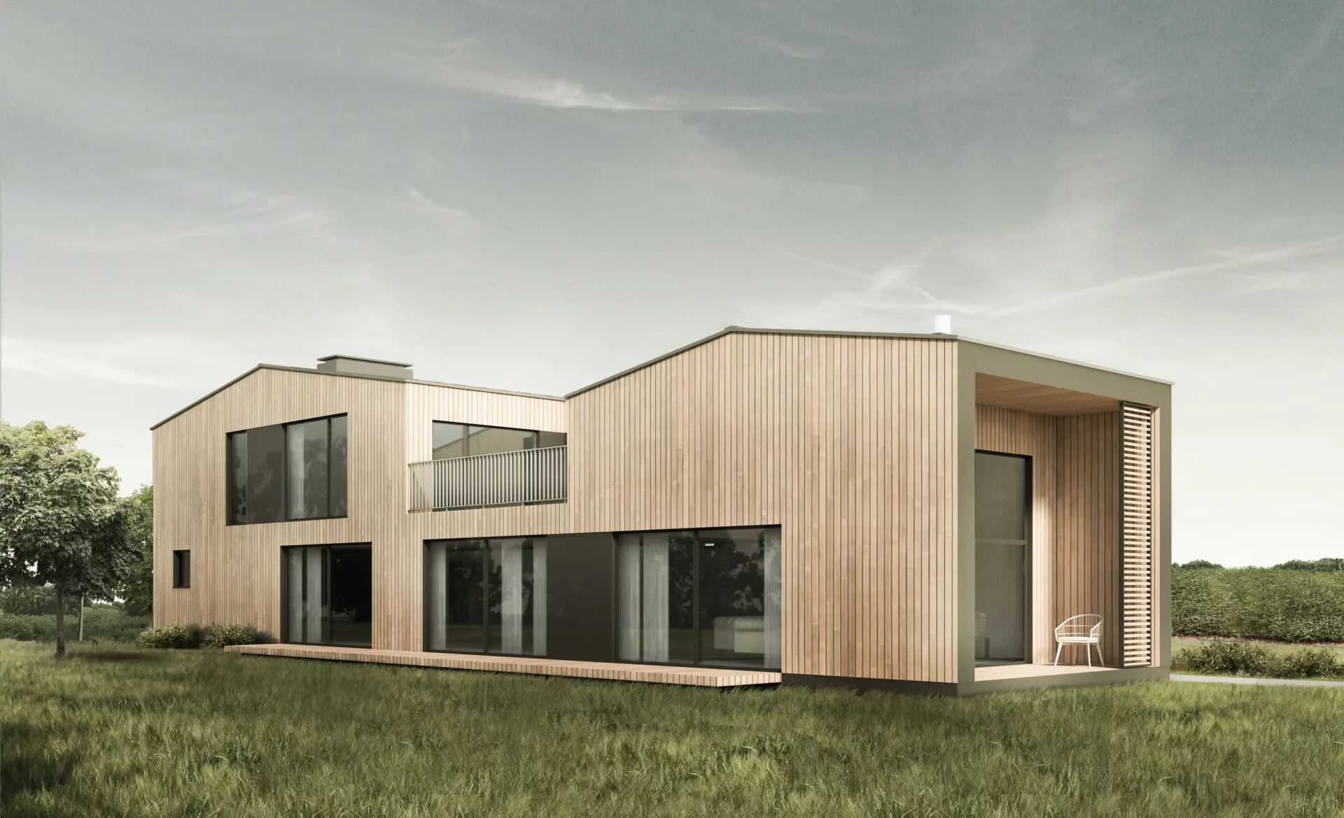 Wizualizacja domu jednorodzinnego, Gdańsk Klukowo – projekt Mazur Architekci